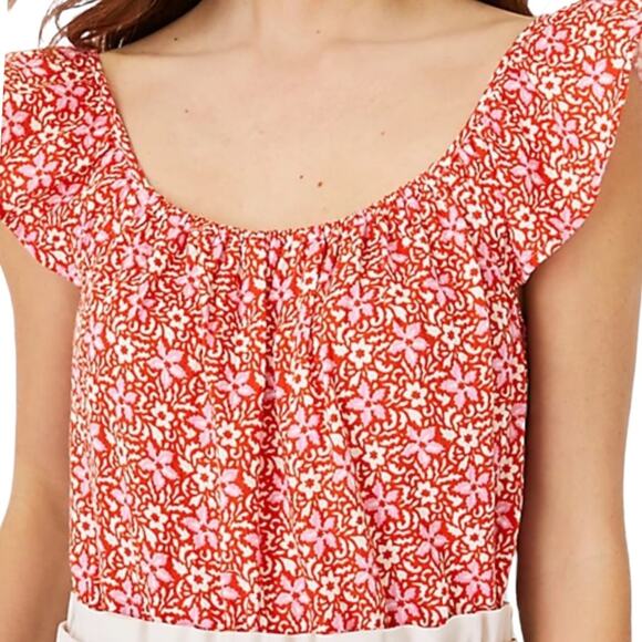 Ann Taylor Floral Gauze Ruffle Strap Tank Top Size Large - Picture 5 of 10